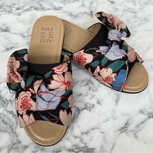 NWOB Naturalizer Women's Tea Sandal Slides Floral Bow Tie Size 5.5